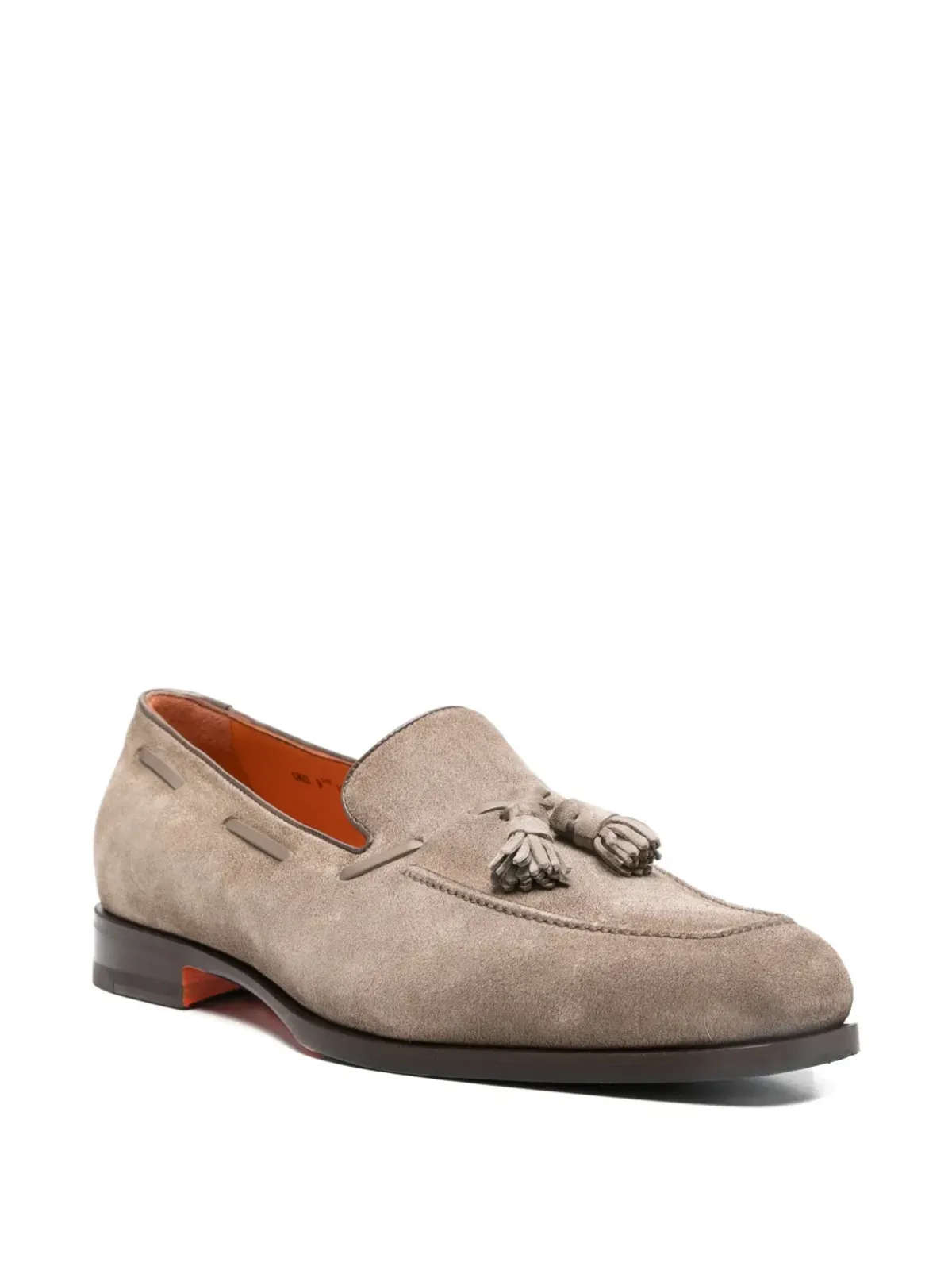 Santoni タッセル付きレザー ローファー グレー - 画像2
