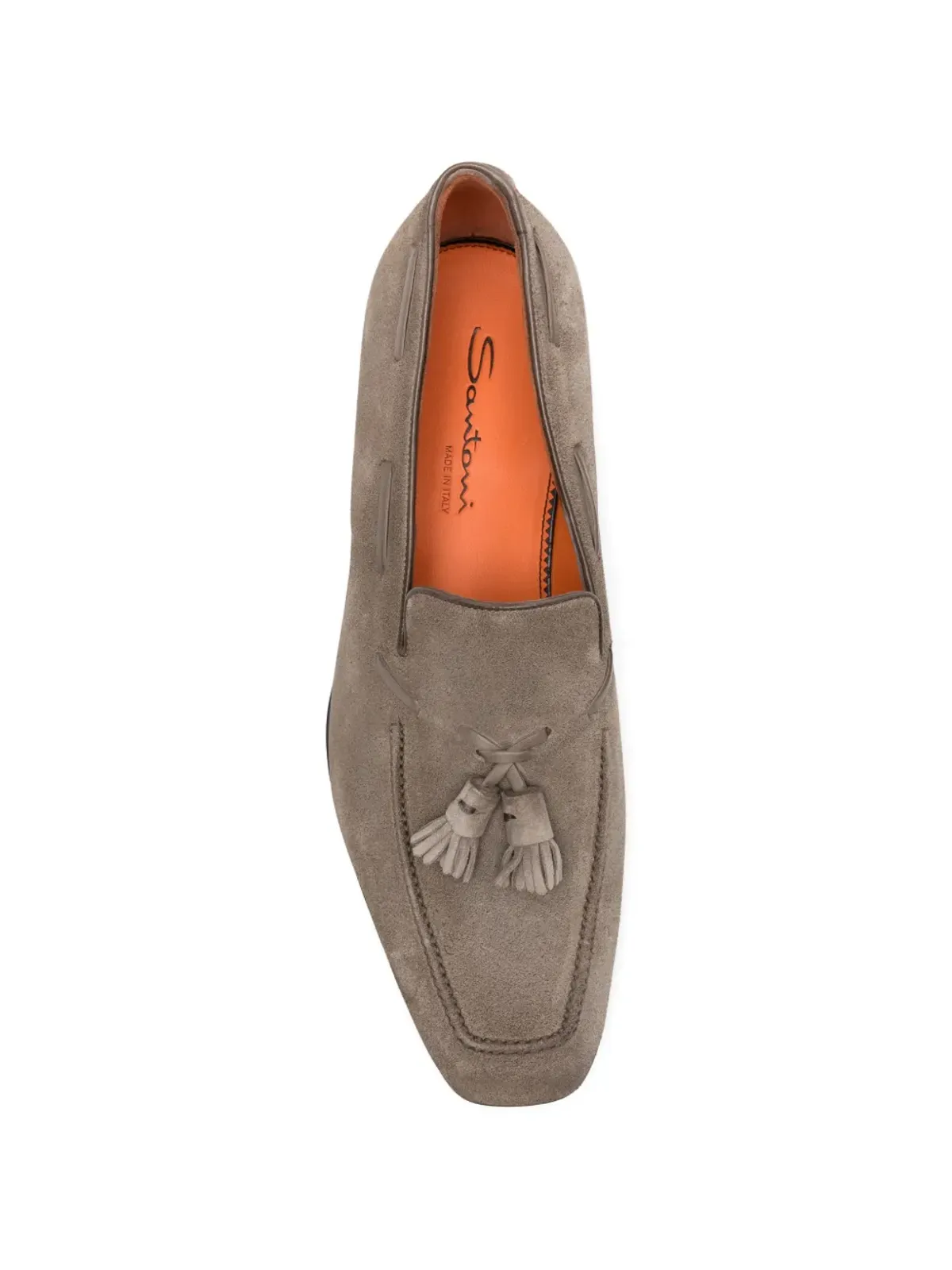 Santoni タッセル付きレザー ローファー グレー - 画像4