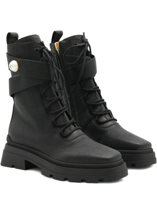 Jimmy Choo Jimmy Choo パール装飾 レースアップ コンバットブーツの商品画像