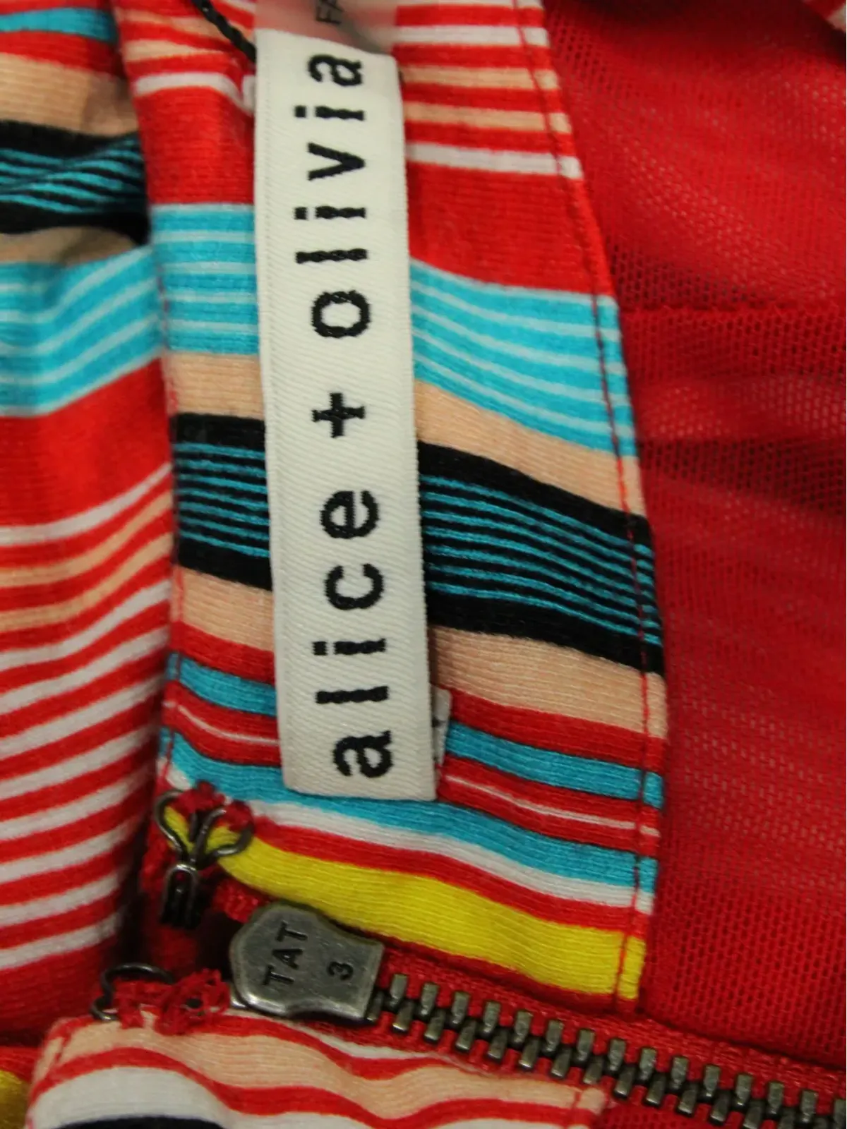 alice + olivia ストライプ柄ウエストタイ付きミディドレス - オレンジ - 画像3
