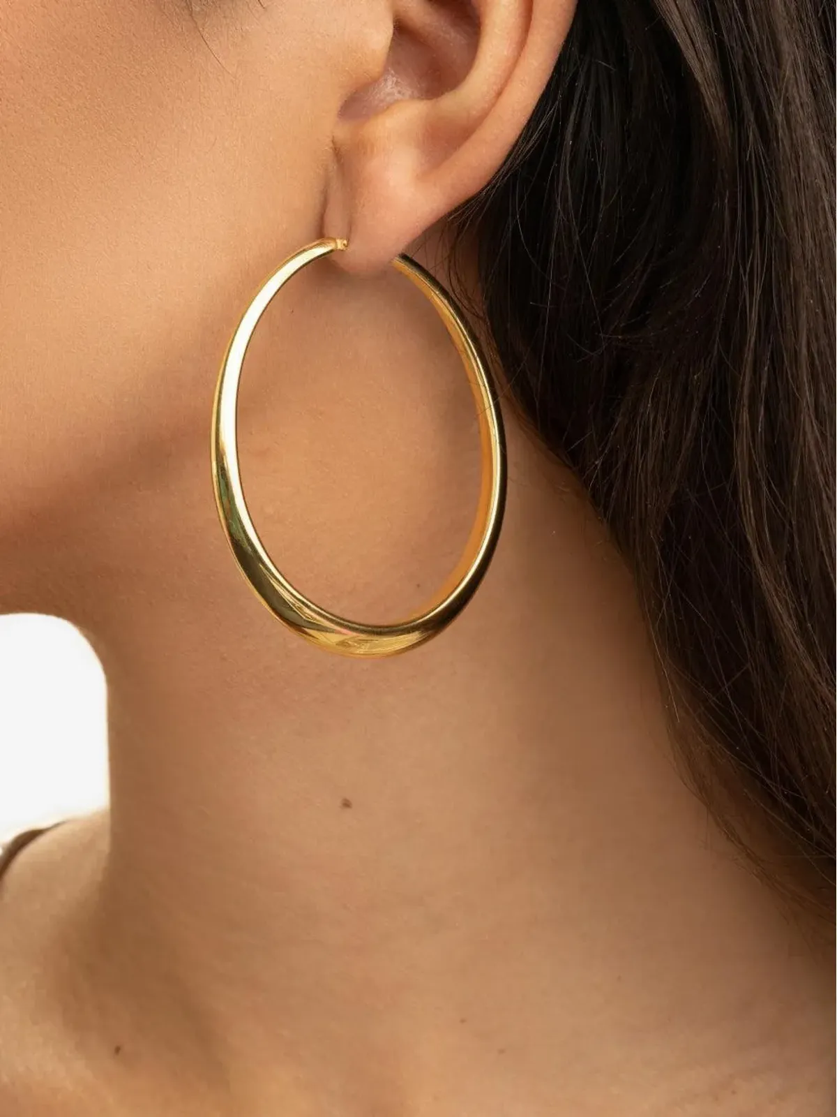 Sidney Garber 18K イエローゴールド オーバルフープ ピアス - 画像2
