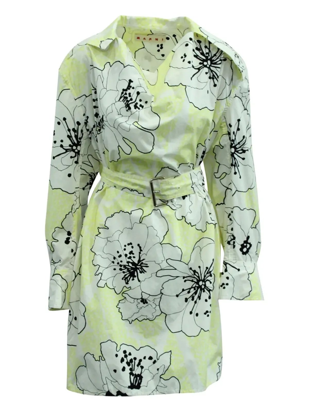 Marni Pre-Owned 花柄プリント ベルト付きミニドレス - Yellow - 画像1