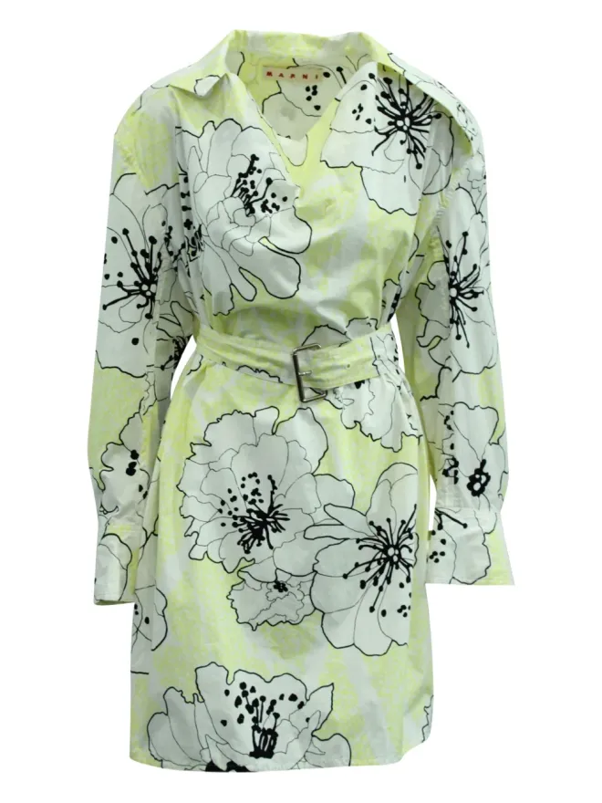 Marni Pre-Owned Marni Pre-Owned 花柄プリント ベルト付きミニドレス - Yellowの商品画像