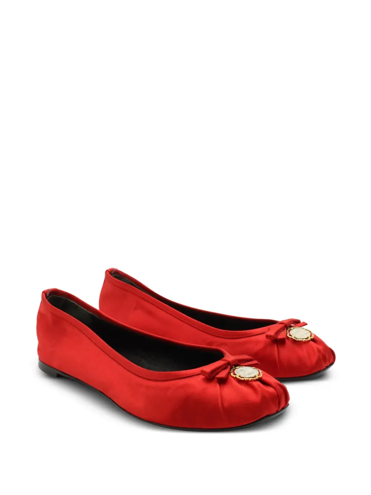 Dolce & Gabbana Pre-Owned サテンチャーム付きバレエフラット - レッド - 画像2
