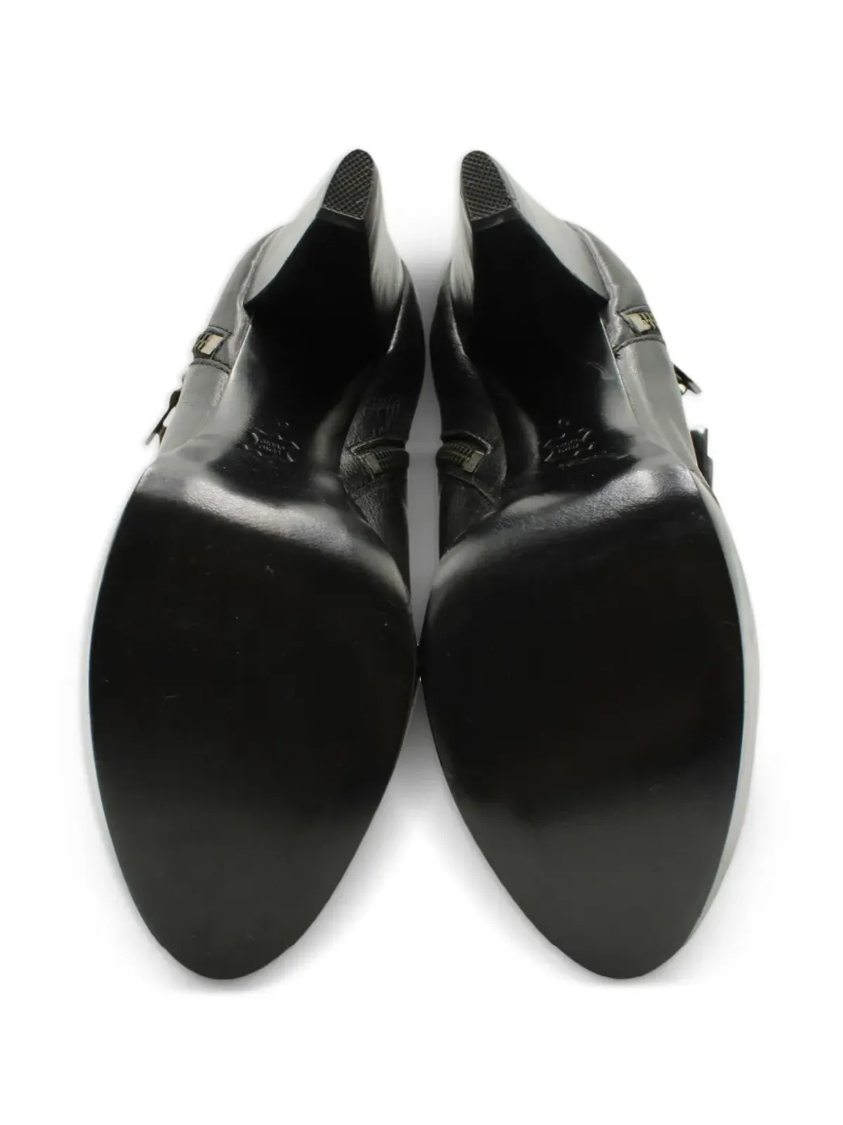 Burberry Pre-Owned ブラック レザー ヒールブーツ - 画像4