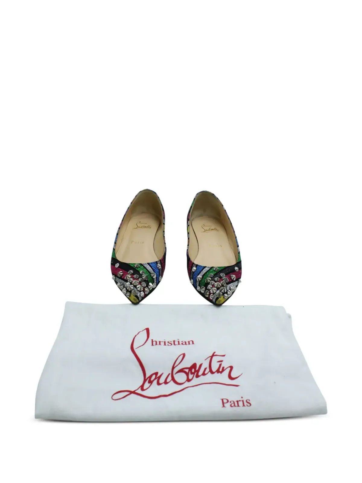 Christian Louboutin Pre-Owned ドラマストライプ スタッズフラットシューズ - Pink - 画像5