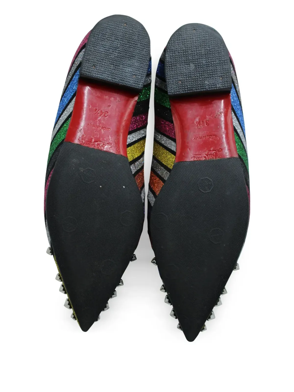 Christian Louboutin Pre-Owned ドラマストライプ スタッズフラットシューズ - Pink - 画像4