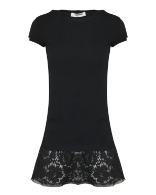 Mario Valentino Vintage レースヘムTシャツミニドレス ブラック - サムネイル1