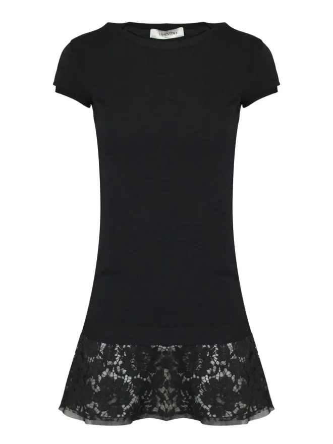 Mario Valentino Vintage Mario Valentino Vintage レースヘムTシャツミニドレス ブラックの商品画像