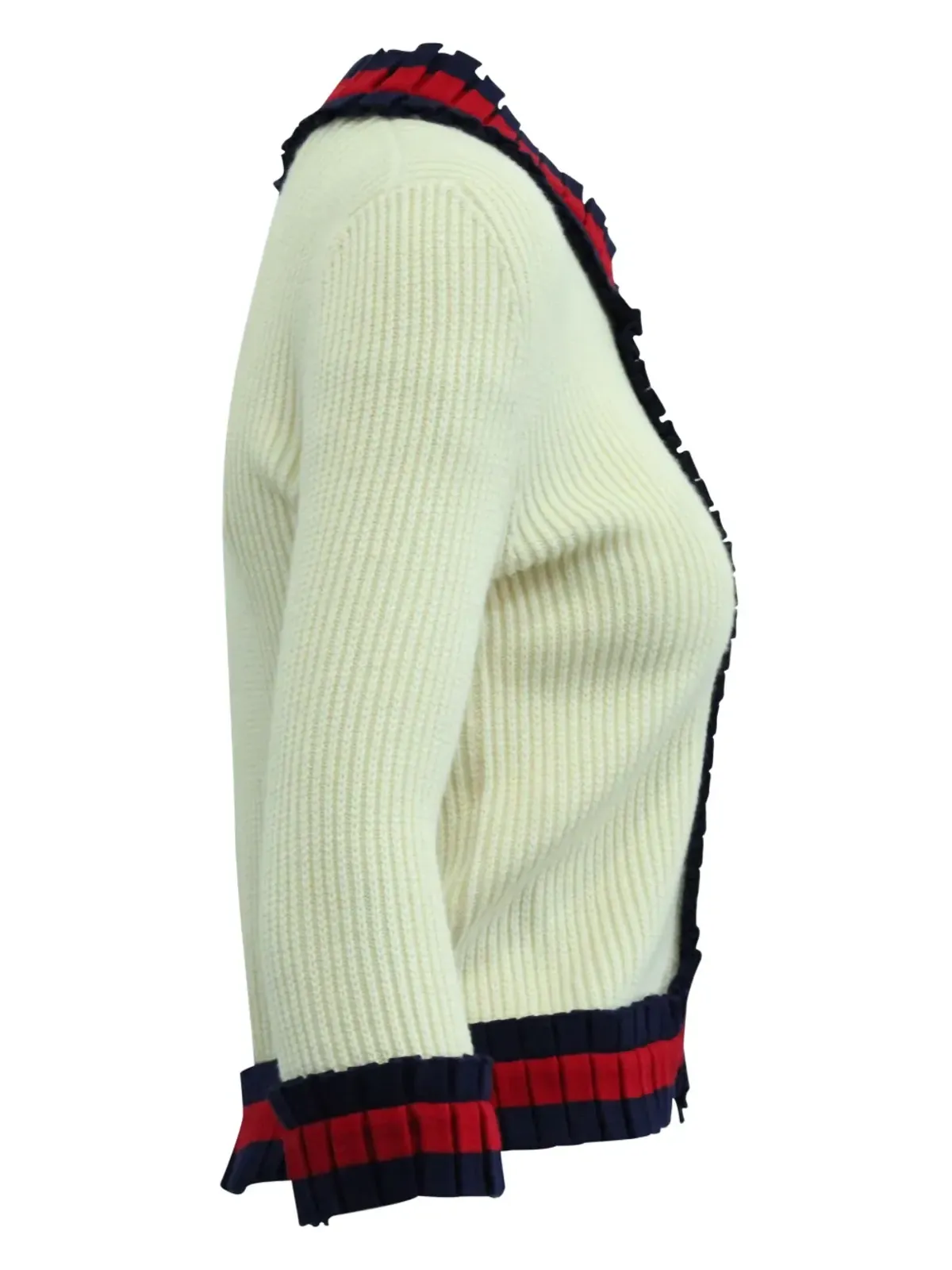 Gucci Pre-Owned ウェブトリムリブ編みジャケット - ベージュ系 - 画像3