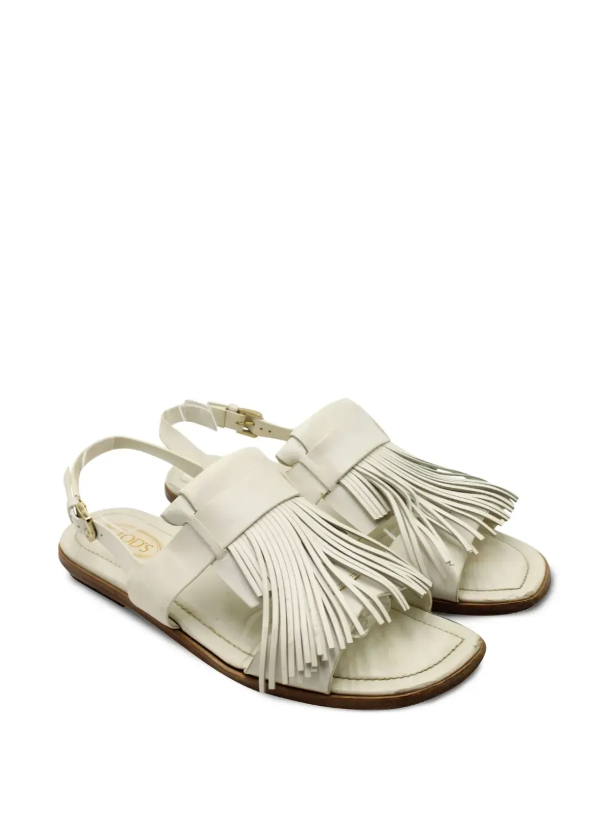 Tod's Vintage フリンジ付きスリングバックサンダル - ホワイト - 画像2