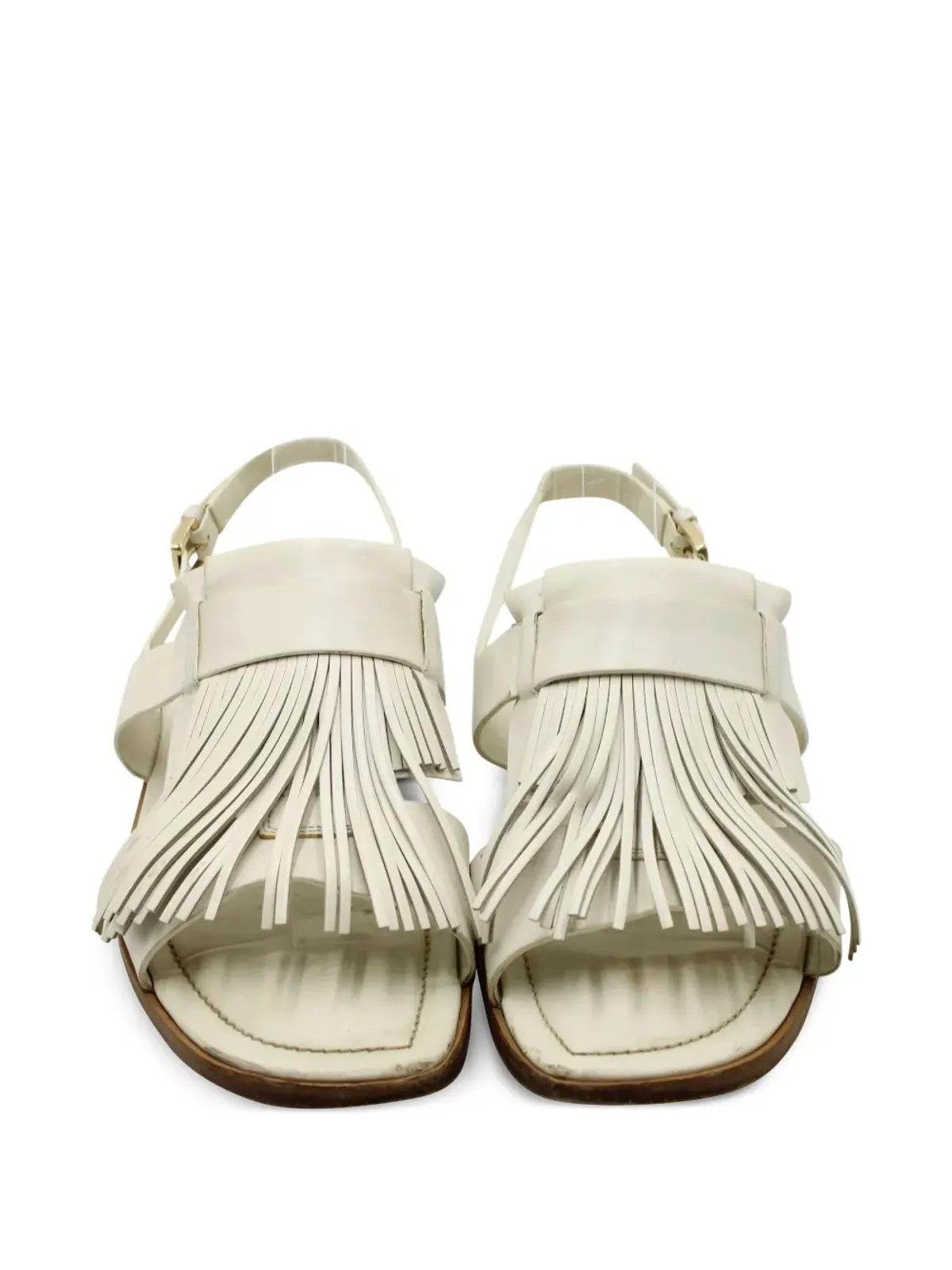 Tod's Vintage フリンジ付きスリングバックサンダル - ホワイト - 画像4