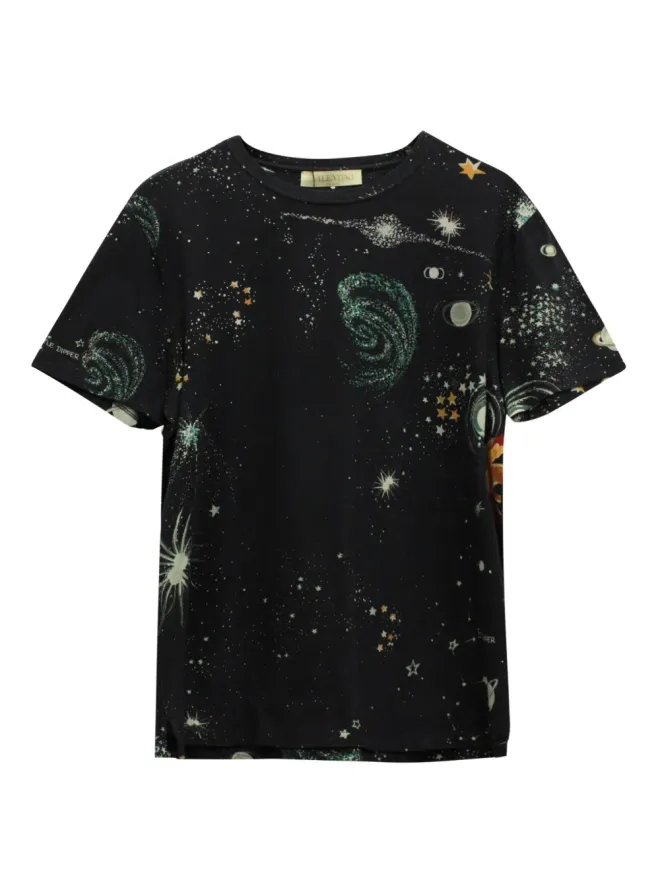 Valentino Garavani Pre-Owned Valentino Garavani ビンテージ Cosmo-print Tシャツ ブラックの商品画像