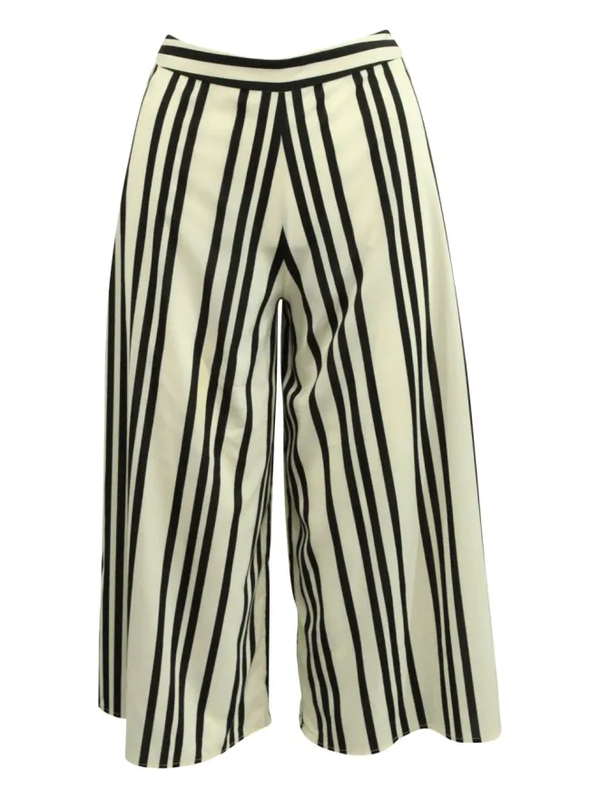 Alice + Olivia alice + olivia ストライプ柄ワイドレッグパンツ - Whiteの商品画像