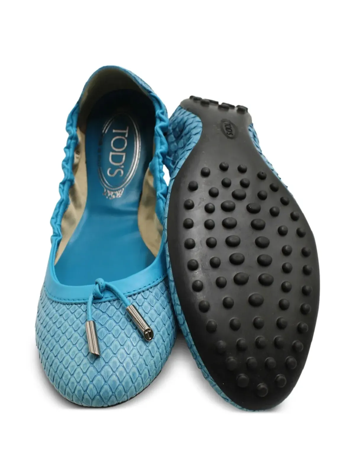 Tod's Vintage 蛇柄エフェクトレザー バレエフラット - ブルー - 画像3