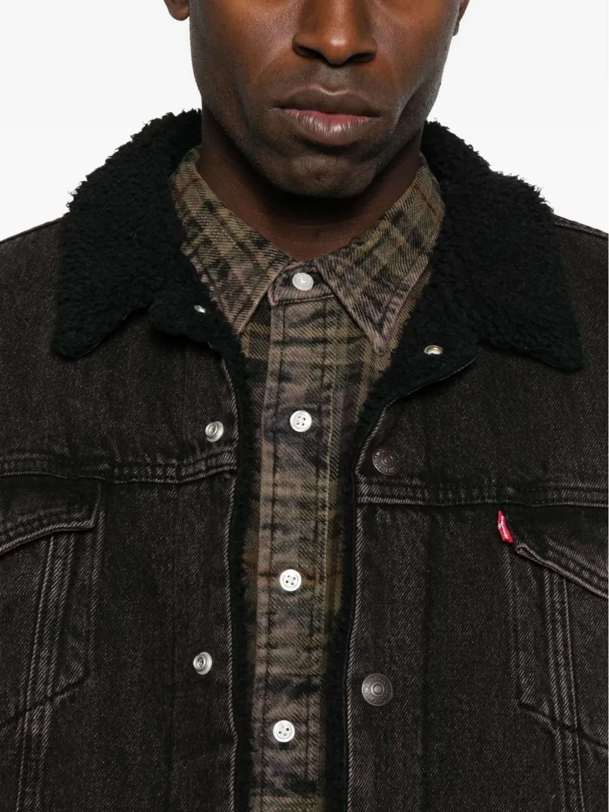 Levi's シェルパカラー デニムジャケット ブラック - 画像5