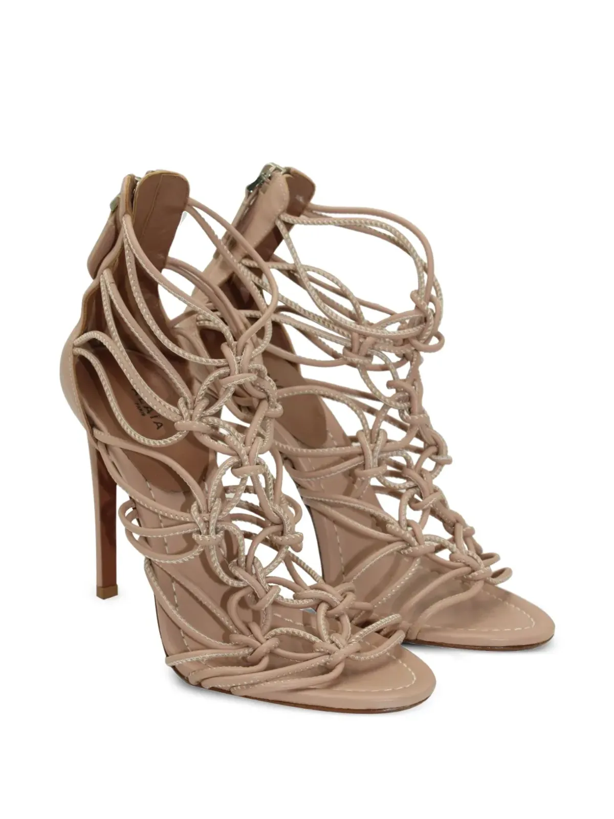Alaïa Pre-Owned ノットレザー・ハイヒールサンダル - 画像2