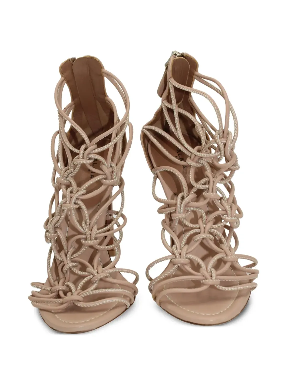 Alaïa Pre-Owned ノットレザー・ハイヒールサンダル - 画像4