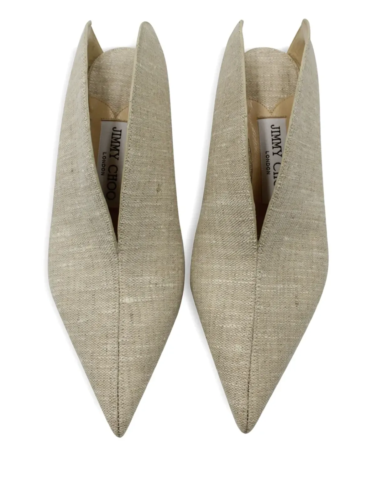 Jimmy Choo Pre-Owned ロリス リネン ポインテッドトゥ ミュール - 画像4