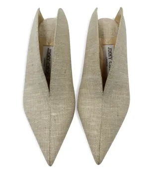 Jimmy Choo Pre-Owned ロリス リネン ポインテッドトゥ ミュール - サムネイル4