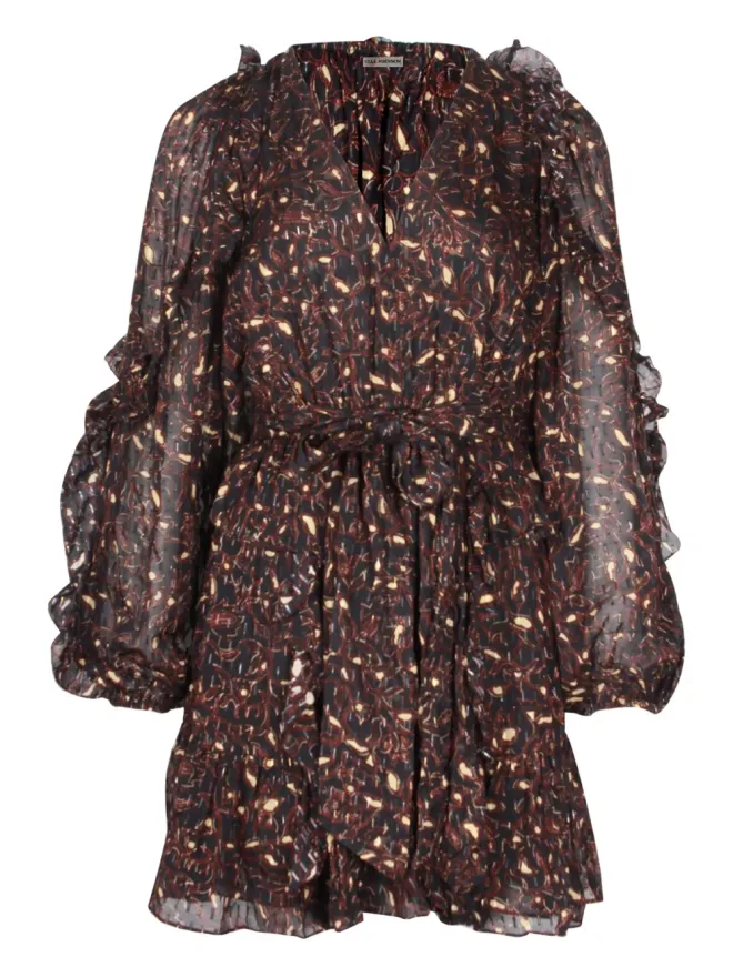 Ulla Johnson Ulla Johnson プリントフリルミニドレス - ブラックの商品画像