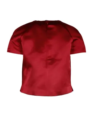 Valentino Garavani Pre-Owned 赤色の半袖シルクブラウス - サムネイル2