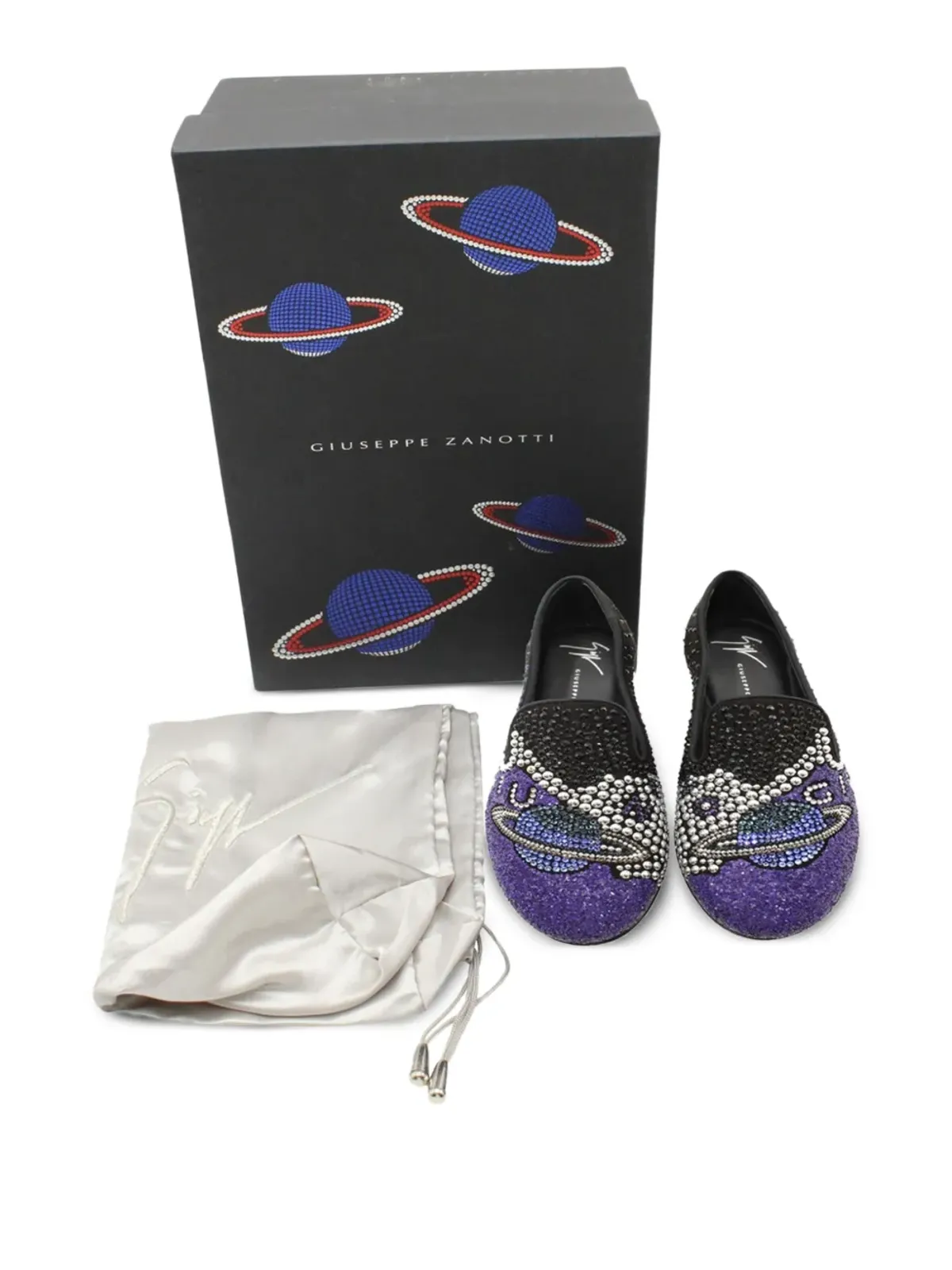 Giuseppe Zanotti Vintage ウラヌス・スモーキング クリスタル装飾 ローファー - 画像5