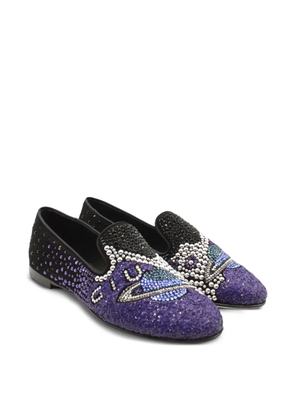 Giuseppe Zanotti Vintage ウラヌス・スモーキング クリスタル装飾 ローファー - 画像2