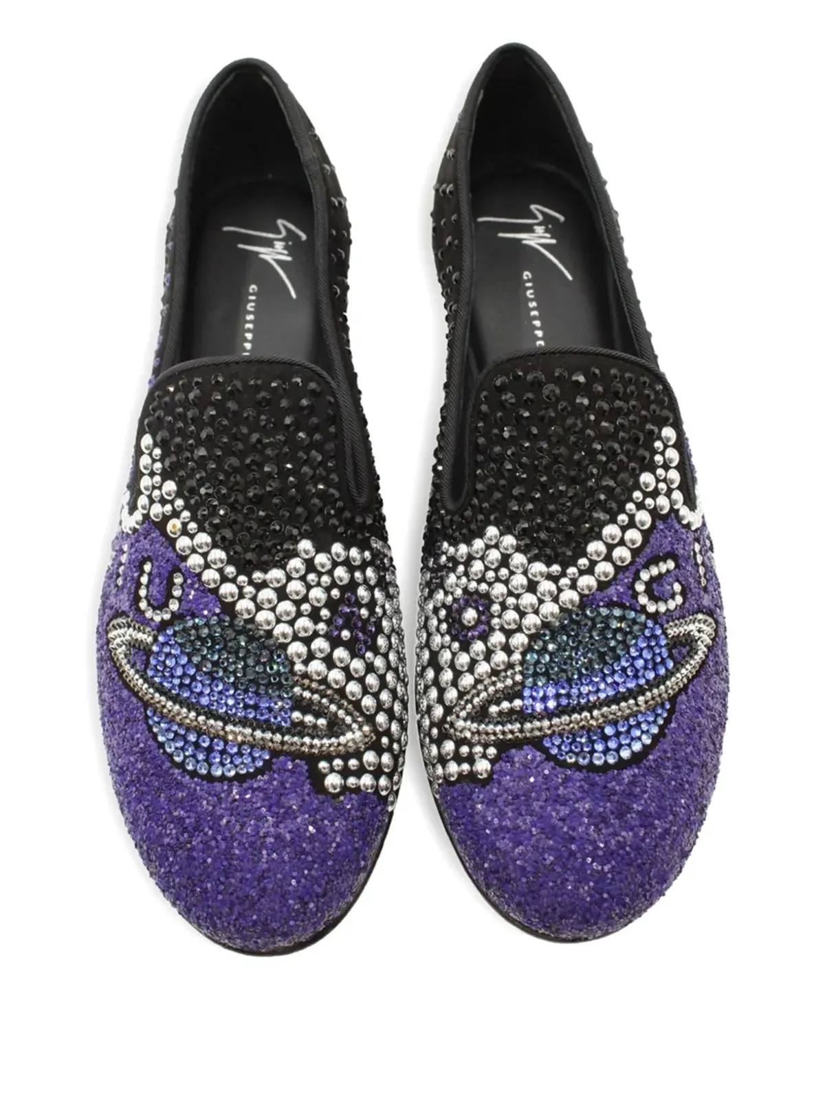 Giuseppe Zanotti Vintage ウラヌス・スモーキング クリスタル装飾 ローファー - 画像4