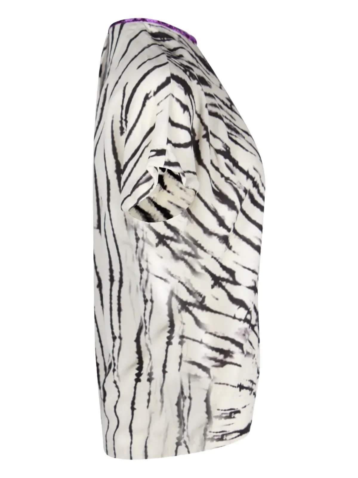 Dries Van Noten ビンテージ 抽象プリント ベルベットトリム ブラウス - ホワイト - 画像3