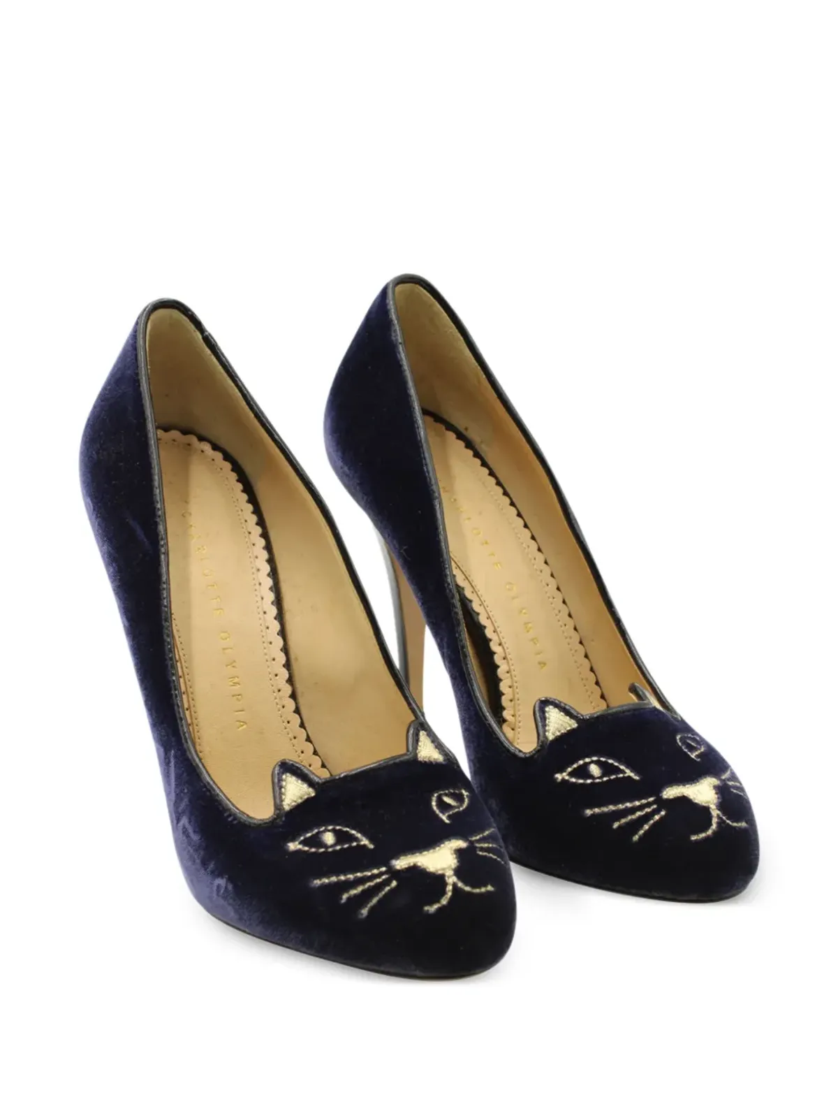 Charlotte Olympia キティキャット刺繍ベルベットパンプス - ブルー - 画像2
