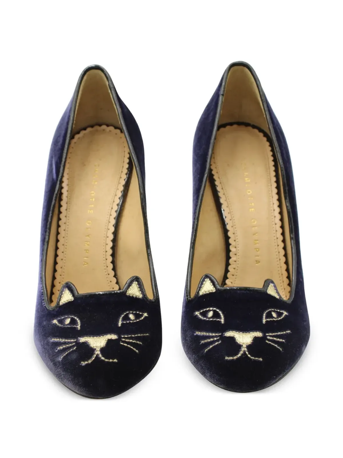 Charlotte Olympia キティキャット刺繍ベルベットパンプス - ブルー - 画像4