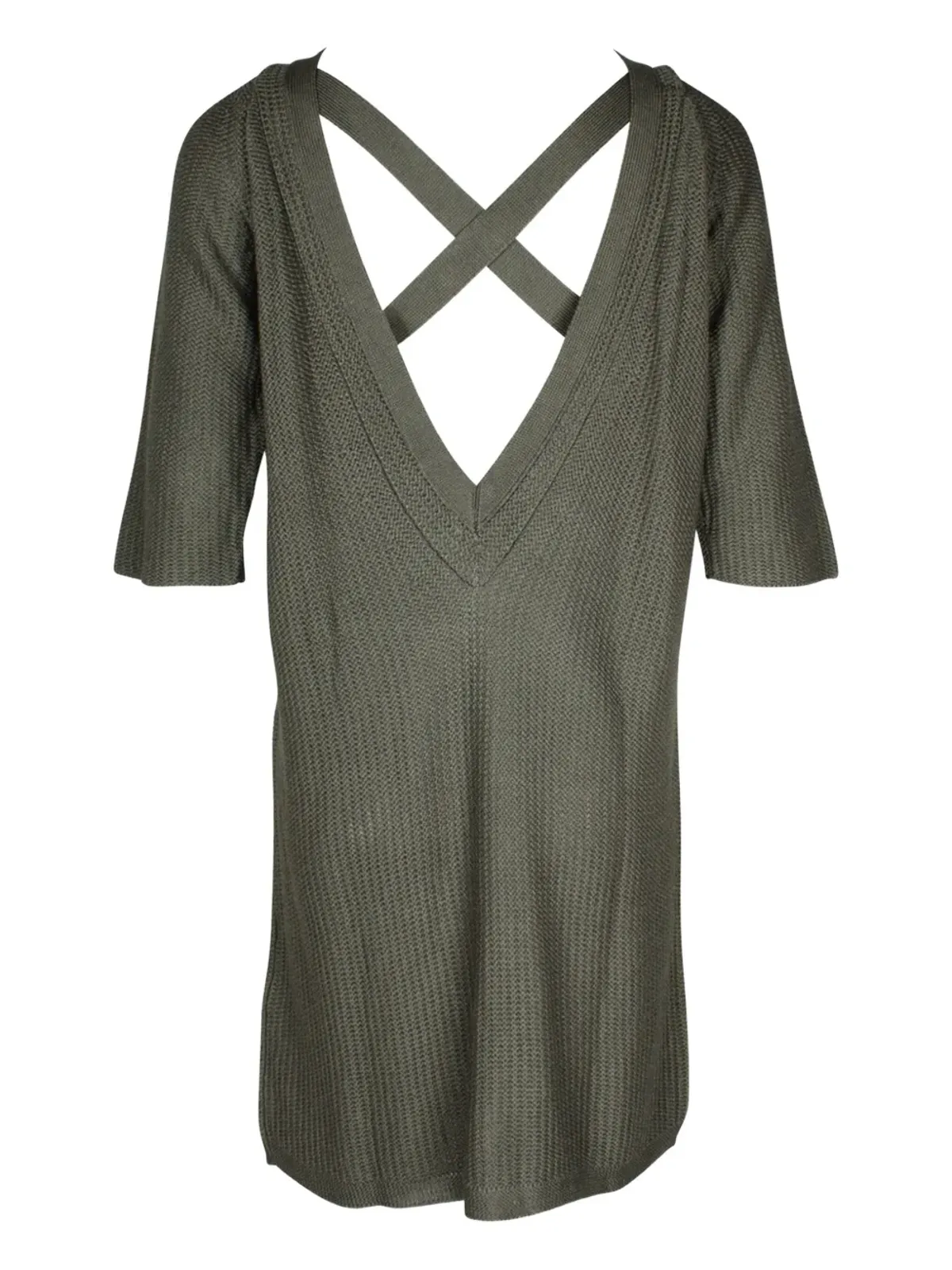 Hermès Pre-Owned crew-neck silk dress - Green - 画像2