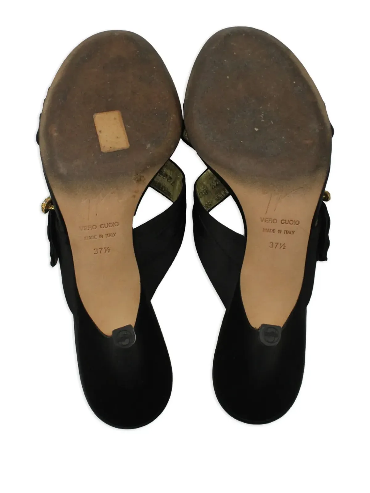 Giuseppe Zanotti Vintage クリスタル装飾ヒールサンダル（ブラック） - 画像4