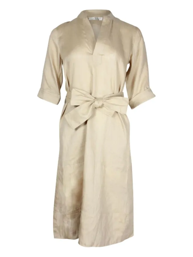 Vanessa Bruno Vanessa Bruno linen/flax belted dress - Neutralsの商品画像