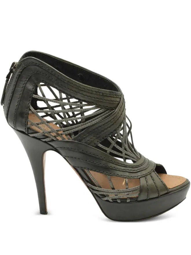 Alaïa Pre-Owned Alaïa Pre-Owned カットアウト ウーブン ケージド サンダル（ブラック）の商品画像
