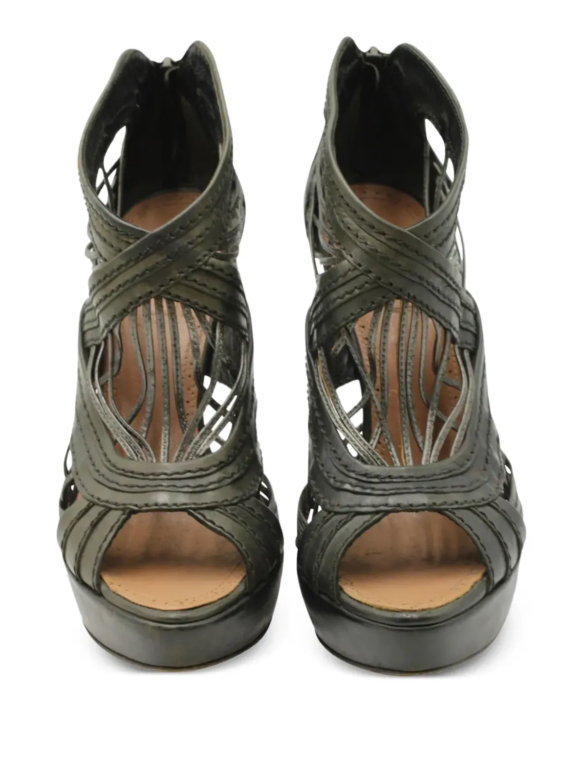 Alaïa Pre-Owned カットアウト ウーブン ケージド サンダル（ブラック） - 画像4
