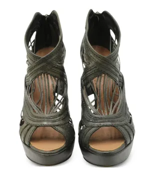 Alaïa Pre-Owned カットアウト ウーブン ケージド サンダル（ブラック） - サムネイル4