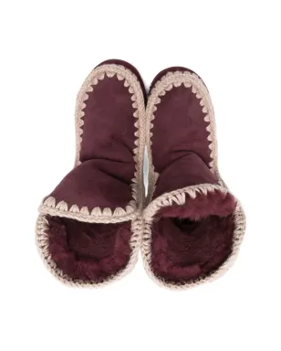 Mou Kids エスキモー クロシェット編みトリム スエード ブーツ - レッド - サムネイル3