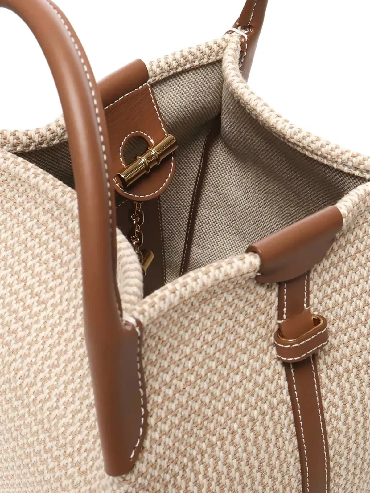 Loro Piana ミニ織りレザー・トリム付きトートバッグ - 画像4