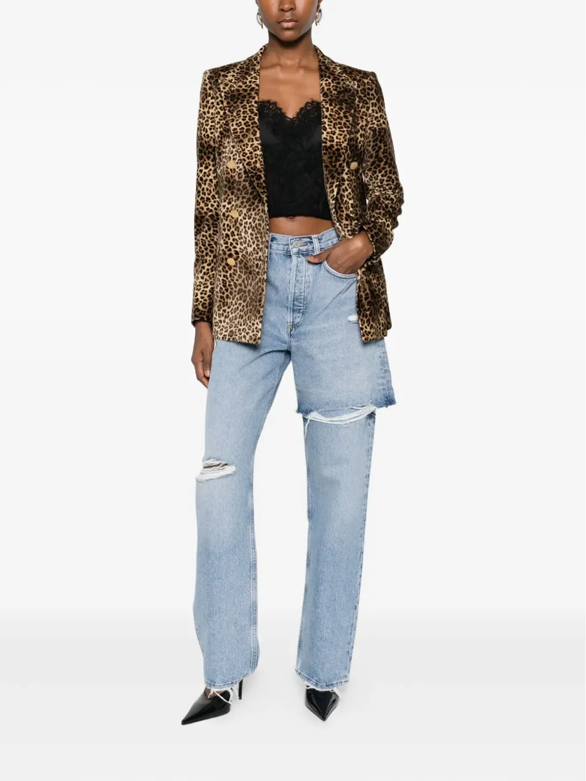 Babylone Paris レーストリムのクロップドトップ - 画像2