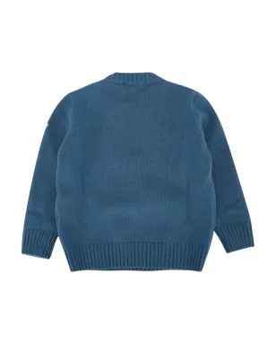 Moncler Enfant クルーネック刺繍セーター - ブルー - サムネイル2