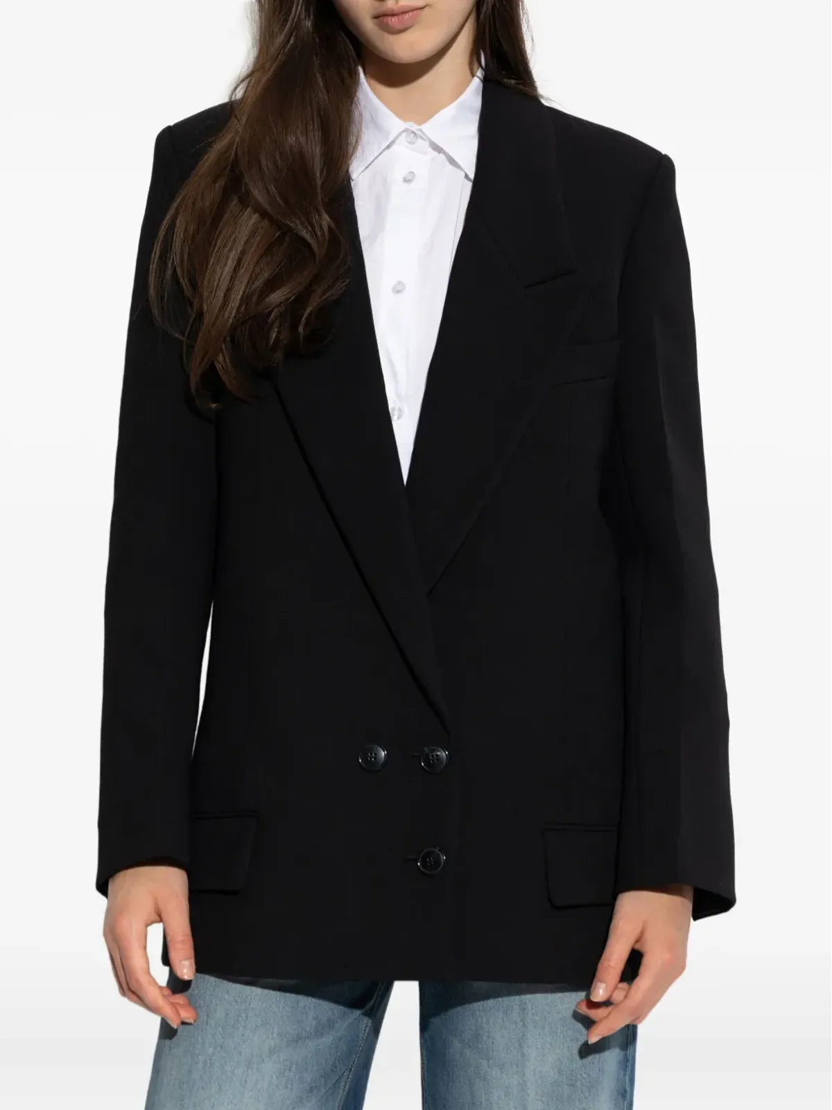 Victoria Beckham ダブルブレスト ピークドラペル ブレザー - 画像3