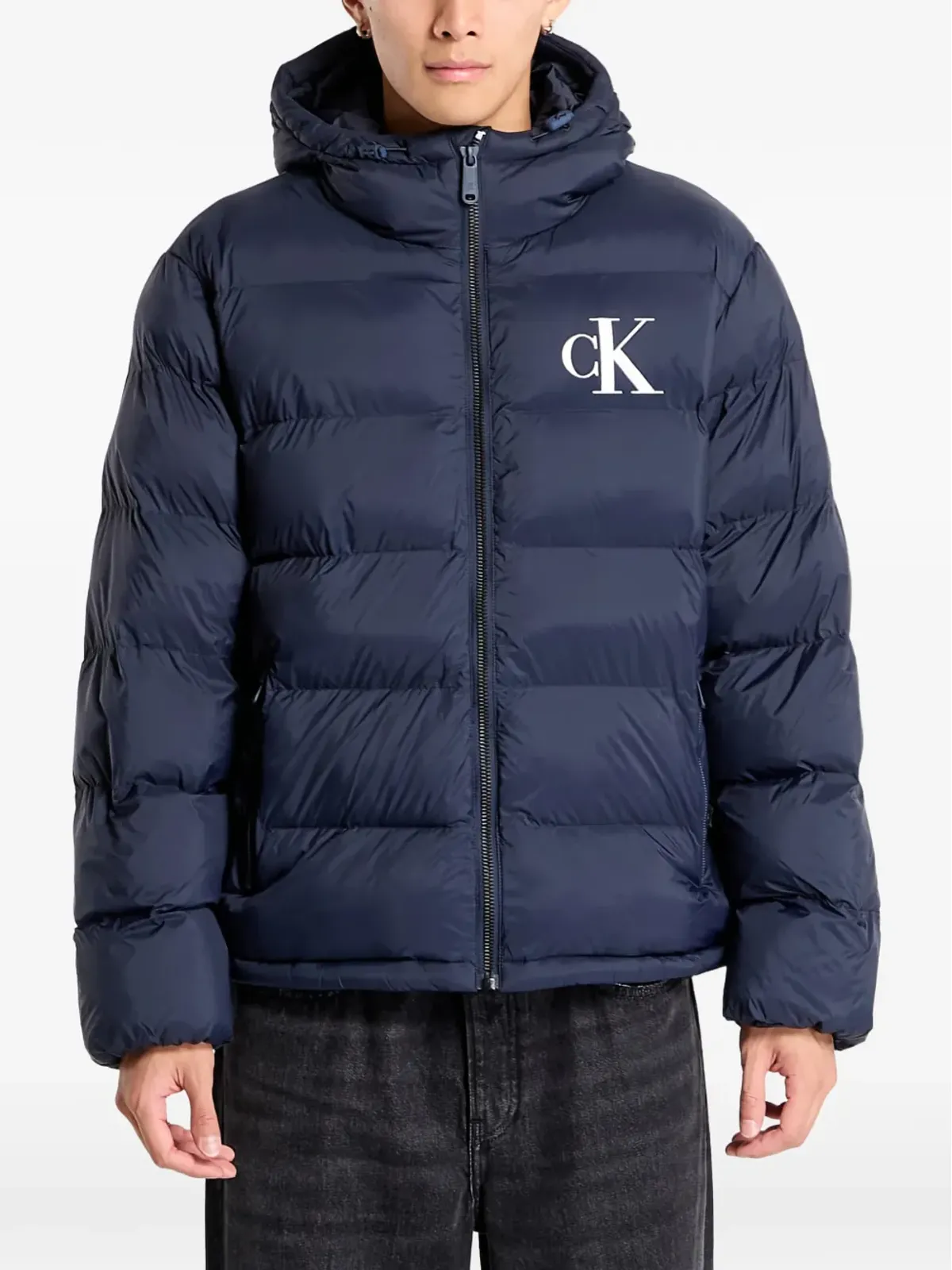 Calvin Klein モノグラム入りダウンジャケット ブルー - 画像3