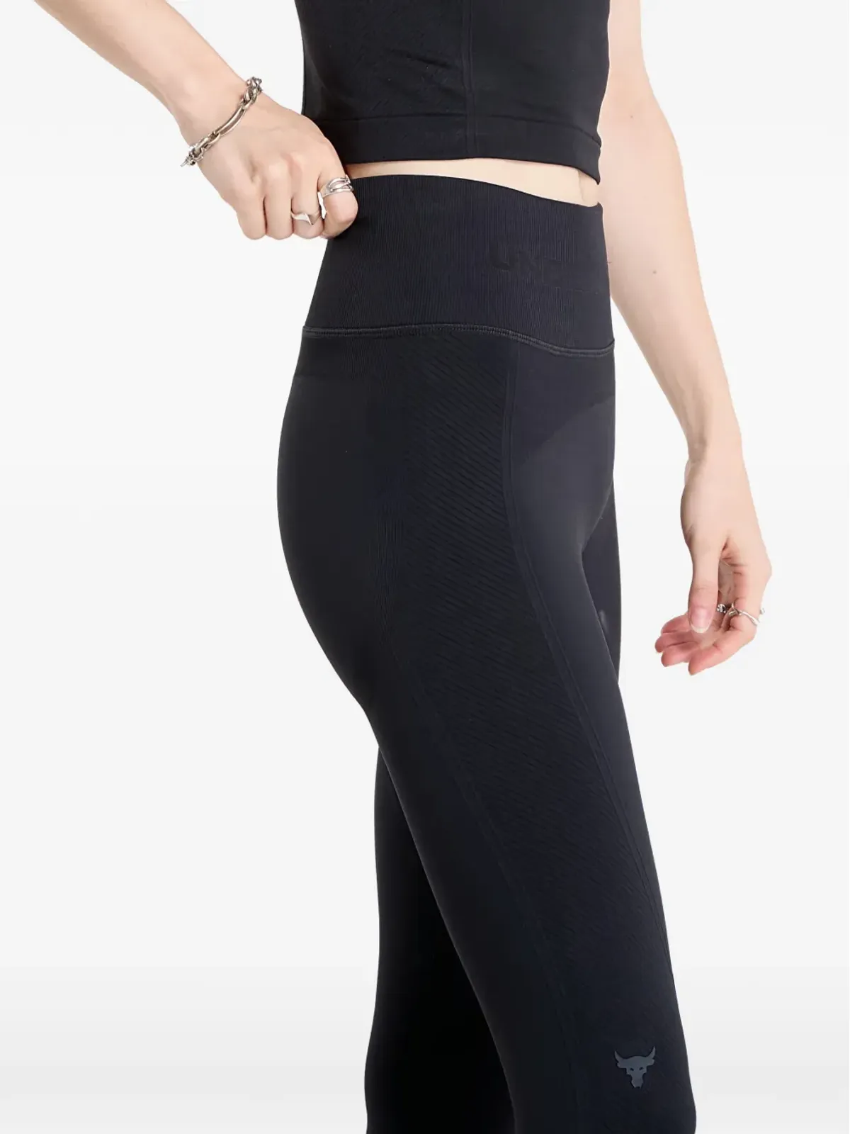 Under Armour プロジェクト ロック ハイライズ リブ編み レギンス（ブラック） - 画像4