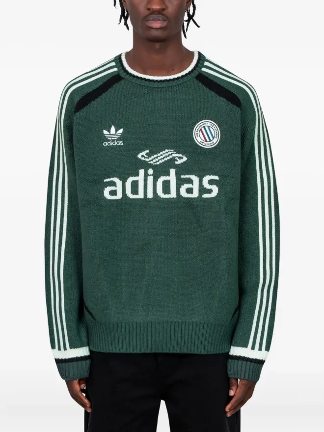 adidas adidas ストライプ長袖セーター（グリーン）の商品画像
