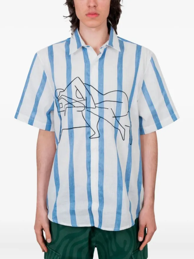 By Parra BY PARRA 白ストライプ半袖シャツの商品画像