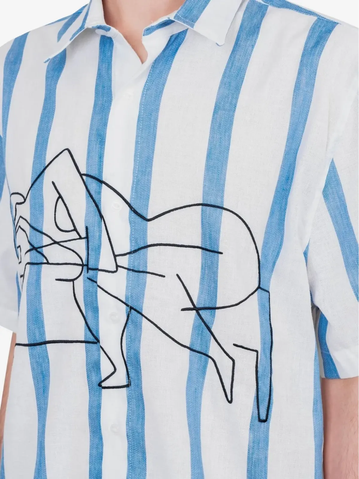 BY PARRA 白ストライプ半袖シャツ - 画像4