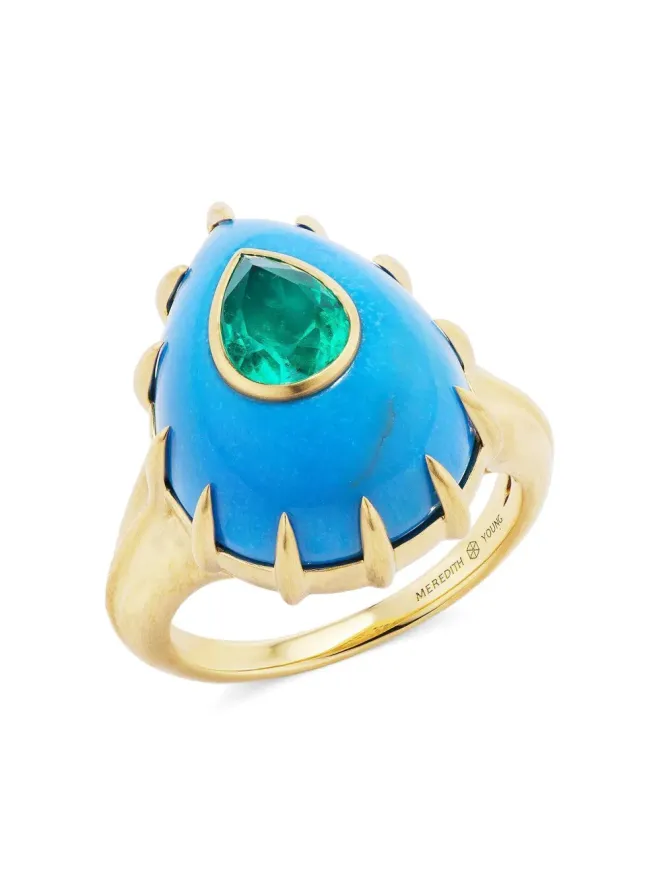 Meredith Young Meredith Young 18K yellow gold Emerald Futuristic ring - Blueの商品画像