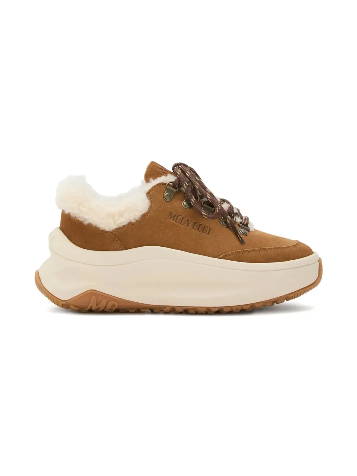 Moon Boot Kids Moon247 City ブラウン ロゴ入りレースアップスニーカー - 画像2